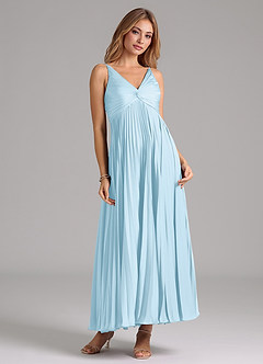 Azazie Raychelle Bridesmaid Dresses Sky Blue A-Line Pleated Stretch Satin Dress image5