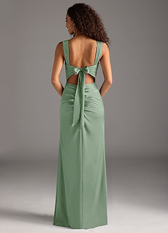 Azazie Jesaphine Bridesmaid Dresses Matcha Sheath Bow Stretch Satin Dress image5