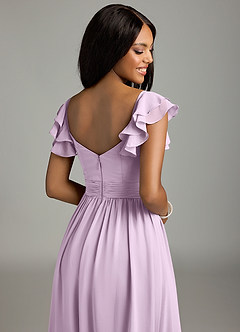 Azazie Anaya Bridesmaid Dresses Frosted Lilac A-Line Pleated Chiffon Dress image2