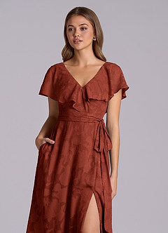 Azazie Lainey Essayer des robes à la maison Robe Trapèze en Blumen-Burnout avec poches Noir image7