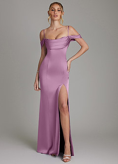 Azazie Nira Bridesmaid Dresses Wisteria Mermaid Corset Stretch Satin Dress image4