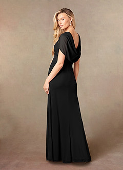 Azazie Luisa Mother of the Bride Dresses Black Mermaid V-Neck Pleated Mesh Dress image6