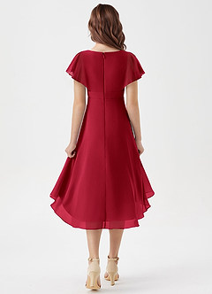 Azazie Graciela Junior Scarlet A-Line Pleated Chiffon Dress image2