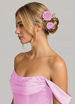 front Set di forcine per capelli in raso opaco con rose abbinate