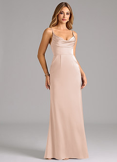 Azazie Aimee Bridesmaid Dresses Blushing Pink A-Line Sweetheart Neckline Stretch Satin Dress image3
