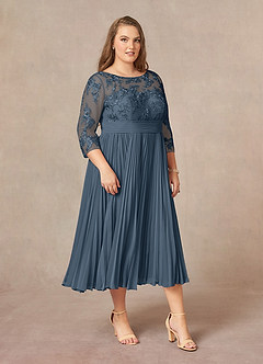 Azazie Tutu Mother of the Bride Dresses Neptune A-Line Boatneck Lace Chiffon Dress image10