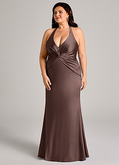 Azazie Valerie Bridesmaid Dresses Ganache Mermaid Pleated Stretch Satin Dress image11