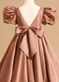 Azazie Jellybean Robe Demoiselle D'honneur Fillette Robe Princesse en Mat Satiné Rayé Bronze image5