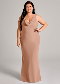 Azazie Rylina Bridesmaid Dresses Champagne Rose Mermaid Pleated Chiffon Dress image7