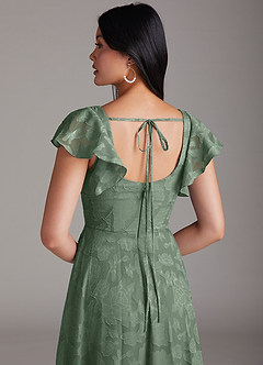 Azazie Bondi Brautjungfernkleider A-Linie Gestreift Blumen-Burnout Kleid Matcha image2