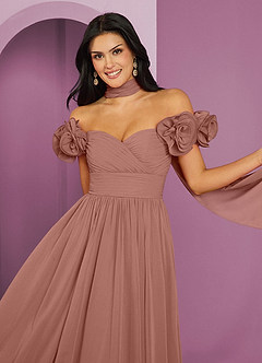 Barbie ♥ Azazie Bridesmaid Dresses Cedar Rose A-Line Off the Shoulder Chiffon Convertible Dress image4