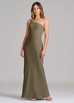 Azazie Monroe Suknie dla druhen Osłona Jedno ramię Szyfon Do ziemi Sukienka image3