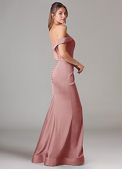 Azazie Everly Bridesmaid Dresses Dusty Rose Mermaid Off the Shoulder Stretch Satin Convertible Dress image4