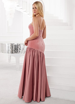 Barbie™ ❤ AZAZIE 4010 Asymmetrical Velvet and Stretch Satin Dress image6
