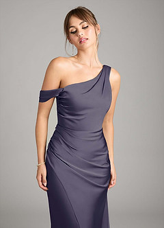 Azazie Madelyn Bridesmaid Dresses Stormy Mermaid One Shoulder Stretch Satin Convertible Dress image4