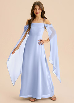 Azazie Moana Junior Linia A Pofałdowany Szyfon Długość podłogi Młodsza druhna Sukienka image3