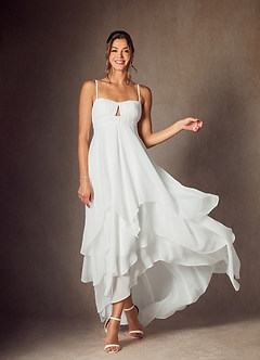 Azazie Lila Wedding Dresses Diamond White A-Line Sweetheart Neckline Chiffon Dress image4