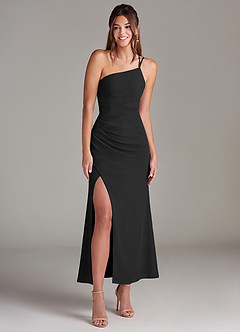 Azazie Eren 신부 들러리 드레스 인어 한쪽 어깨 쉬폰 발목 길이 드레스 image3