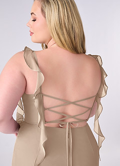 Barbie ♥ Azazie Bridesmaid Dresses Taupe Mermaid Corset Chiffon Dress image10