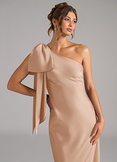 Azazie Capri Brautjungfernkleider Meerjungfrau-Linie One-Shoulder Stretch-Satin Kleid Englisches Rosa image5