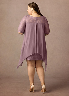 Azazie Flo Abiti per la Madre della Sposa Abito A-Line in Chiffon Pizzo Rosa Polverosa image7