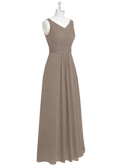 Azazie Pierrette Bridesmaid Dresses Taupe A-Line Pleated Chiffon Dress image9