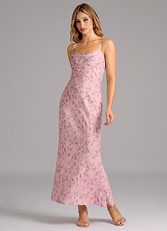Azazie Reanna Bridesmaid Dresses Rosette Dreamy Floral Sheath Pleated Dreamy Floral Dress image4