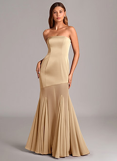 Azazie Uma Final Sale Champagne Mermaid Strapless Chiffon Convertible Dress image1