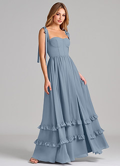 Azazie Anastacia 신부 들러리 드레스 A라인 스윗하트 네크라인 쉬폰 바닥 길이 드레스 image4