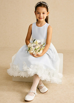 Azazie Stardust Flower Girl Dresses White A-Line Sleeveless Organza Dress image2