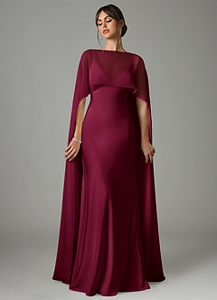 Azazie Stefania Robes de demoiselle d'honneur Robe Trapèze en Satin extensible Bourgogne image1