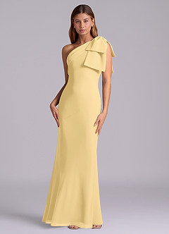 Azazie Yuanna Bridesmaid Dresses Butter Mermaid One Shoulder Chiffon Dress image4