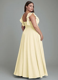 Azazie Leilani Bridesmaid Dresses Lemon Sorbet A-Line Pleated Chiffon Dress image7