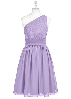 Azazie Katrina Bridesmaid Dresses Lilac A-Line One Shoulder Chiffon Dress image6