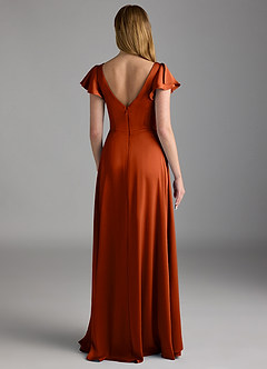Azazie Omari Robes de demoiselle d'honneur Robe Trapèze en Satin extensible Paprika image2