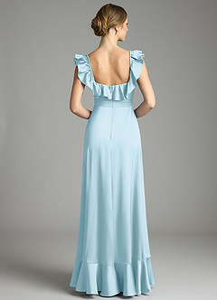 Azazie Lyra Bridesmaid Dresses Sky Blue A-Line Off the Shoulder Stretch Satin Convertible Dress image8