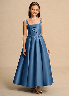 Azazie Mochi Girls Formal Flower Girl Dresses Twilight Ball-Gown Pleated Matte Satin Dress image1