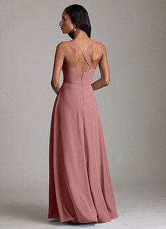 Azazie Naeem Bridesmaid Dresses Desert Rose A-Line V-Neck Ruffle Chiffon Dress image2