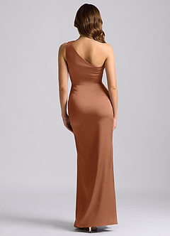 Azazie Akilah Brudtärnklänningar Klä av Sjöjungfru i Stretch Satin Ena axeln Bronzer image2