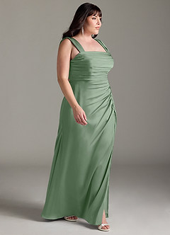 Azazie Jesaphine Bridesmaid Dresses Matcha Sheath Bow Stretch Satin Dress image10