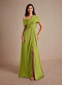 Azazie Milton Mère de la mariée Robes Robe Trapèze en Satin extensible Plissée Citronnelle image5