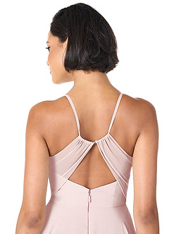 Azazie Avelina Jurken voor bruidsmeisjes Jurk van Chiffon met A-Lijn V-hals geplooid Blozend Roze image5