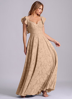 Azazie Leilani 신부 들러리 드레스 A라인 스윗하트 네크라인 플로럴 번아웃 바닥 길이 드레스 image6