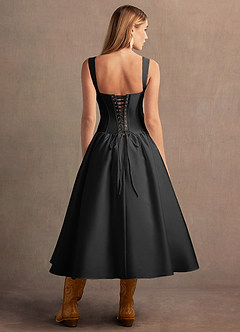 Arwen Black Dropped Waist Midi Dress image3