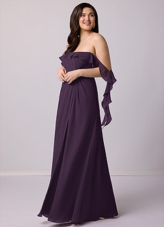 Barbie ♥ Azazie Bridesmaid Dresses Plum A-Line Off the Shoulder Chiffon Convertible Dress image11