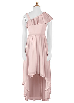 Azazie Mango Junior Blushing Pink A-Line Ruched Chiffon Dress image6