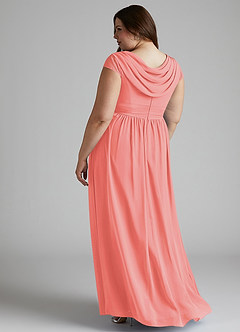 Azazie Organa Final Sale Coral A-Line Pleated Chiffon Dress image10