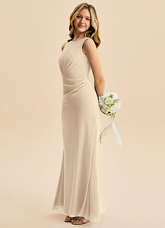 Azazie Floris Junior Vestido de Champán de Gasa de Corte en A con Plisado image5