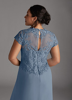 Azazie Junie Mère de la mariée Robes Robe Trapèze en Mousseline de soie Dentelle Violet Crépusculaire image9