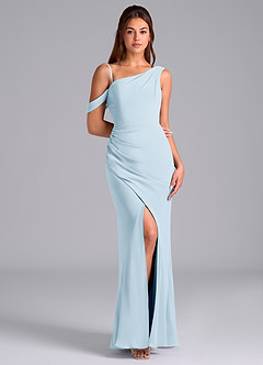 Azazie Madelyn Bridesmaid Dresses Sky Blue Mermaid One Shoulder Chiffon Convertible Dress image3